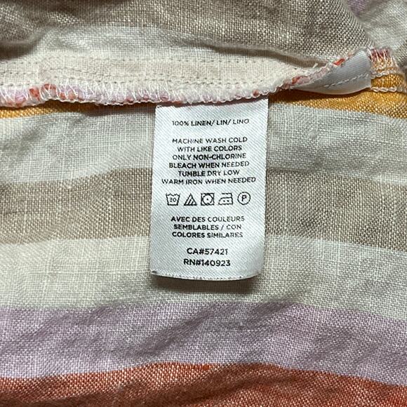 Lou & Grey for Loft Linen Dress Stripe V-Neck Lagenlook Drop Waist Size Large - Picture 4 of 6